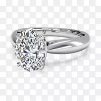 钻石订婚戒指，结婚戒指，纸牌-椭圆形阴影