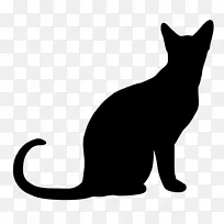 猫剪影剪贴画-猫坐