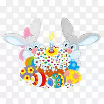 兔子复活节快乐！复活节蛋糕剪贴画-兔子