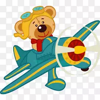 飞机熊儿童剪贴画-飞机