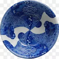 蓝色和白色陶器Seto Mino器皿Imari器皿Oribe器皿板