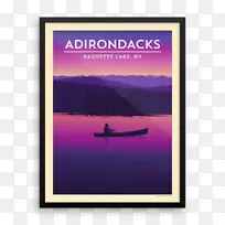 阿迪朗达克湖公园海报阿迪朗达克高山乔治湖-复古电子传单