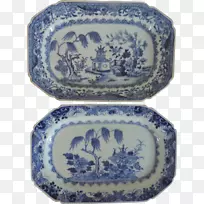 蓝白色陶器陶瓷钴蓝盘板