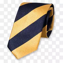 领带黄色深蓝色丝绸-黄色领带