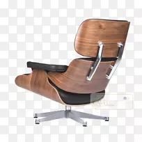 Eames躺椅和脚凳查尔斯和雷·伊姆斯的长椅-真皮凳子
