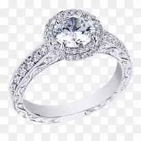 订婚戒指结婚戒指雕刻钻石白金戒指