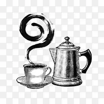 咖啡杯咖啡机茶壶夹子艺术咖啡