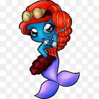 线条艺术画阴影夹艺术美人鱼画