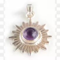 紫水晶Sahasrara银饰和吊坠首饰-银