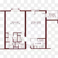 平面图公寓建筑起居室-公寓