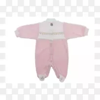 袖子纺织婴儿及幼童一件紧身套装粉红色m-带
