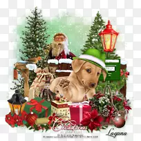 圣诞树圣诞老人圣诞装饰品狗-圣诞树