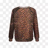 豹纹袖子动物印花衬衫棉布工作室老虎