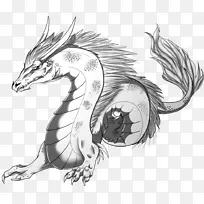 龙画猫传奇生物素描-龙