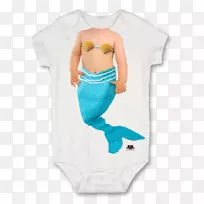 婴儿和幼童一件紧身套装青绿色-美人鱼宝宝