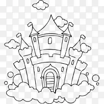 黑白绘画城堡剪贴画-城堡