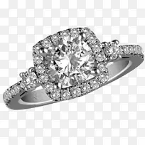 结婚戒指，钻石心和箭，璀璨的戒指