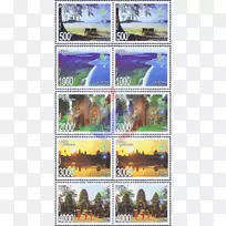 邮票动物海报拼贴生物-吴哥窟