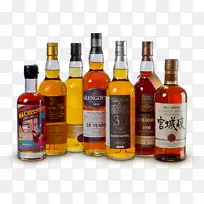 苏格兰威士忌，利口酒，玻璃瓶，甜品，酒杯