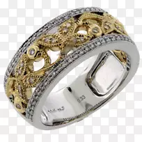 结婚戒指银饰钻石叶戒指