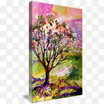 绘画花卉设计现代艺术抽象艺术水彩画树