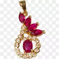 宝石魅力和吊坠项链身体珠宝-红宝石