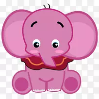 大象看到粉红大象剪贴画卡通小象图片