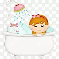 卫生儿童洗婴儿画-洗澡