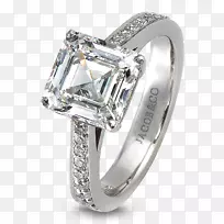 结婚戒指银身珠宝-方形钻石