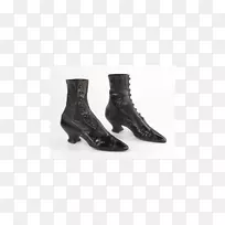 19世纪西方时尚鞋骑靴-黑色皮鞋