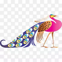 帕沃羽毛鸟夹艺术-孔雀卡通