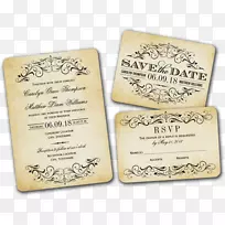 婚礼请柬-保存日期文字明信片-老式婚礼邀请函