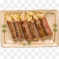 塔塔基神户牛肉配方和鱼龙虾配蔬菜卷