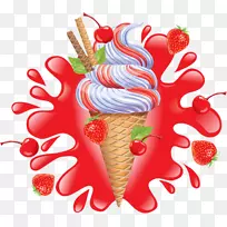 草莓冰淇淋圆锥形圣代草莓