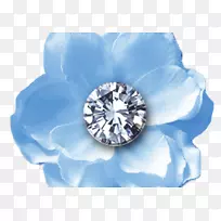 蓝花瓣剪贴钻石花-钻石
