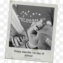 相框手指字体-第一天上学