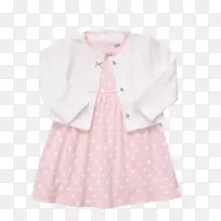 波尔卡点服装袖领衬衫-连衣裙