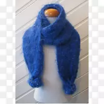 钴蓝围巾羊毛蓝围巾
