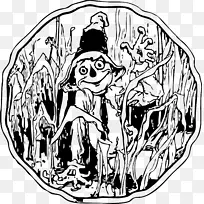稻草人，奥兹神奇的巫师，铁皮人，奥兹剪贴画的巫师-玉米卡通。