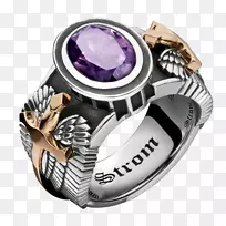 紫水晶戒指珠宝银表戒指