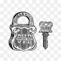 挂锁钥匙绘图和钥匙