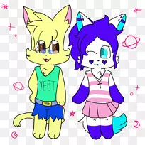 猫线艺术卡通剪贴画-猫