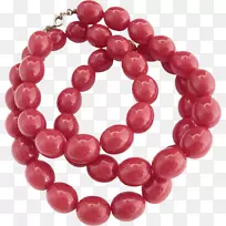 红宝石项链，迷人和吊坠，丝状宝石和莱茵宝石-红宝石
