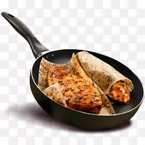 菜式麻鸡为食品，煎锅，肉煎锅，煎锅。