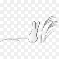 线条艺术大拇指素描-中秋兔