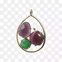 紫水晶耳环魅力和吊坠珠宝银珠宝首饰
