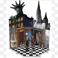 天使们拿着曼哈顿自由女神像塔迪斯建造国际象棋自由女神像