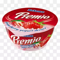 巴库马氏菌零度。o。草莓酸奶甜点-草莓酸奶