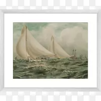水彩画图形艺术画框水彩画帆船