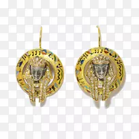 耳环珠宝彩色黄金埃及复兴建筑.埃及耳环